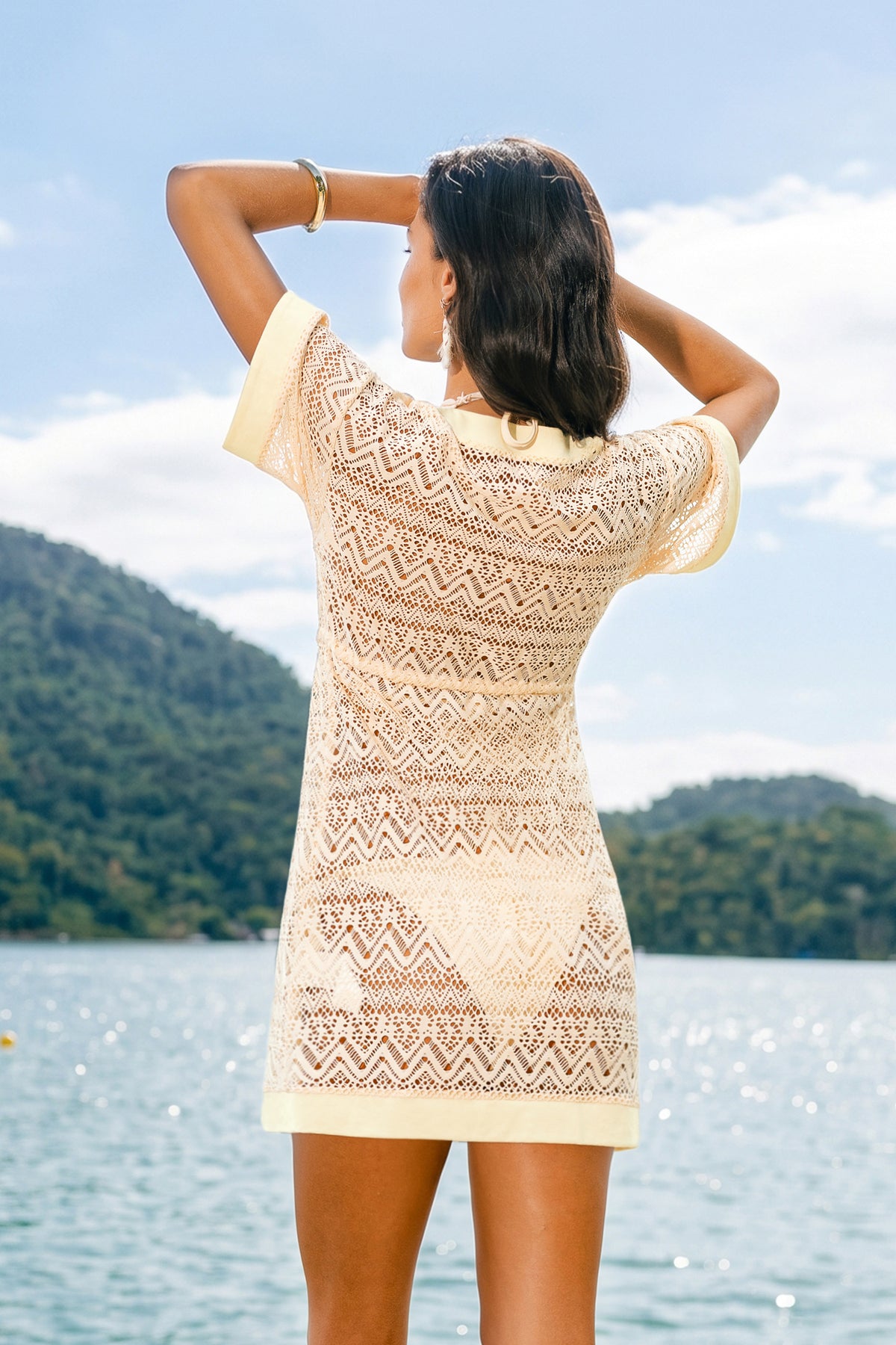 Pure Intention Cream Cover-Up Mini Dress