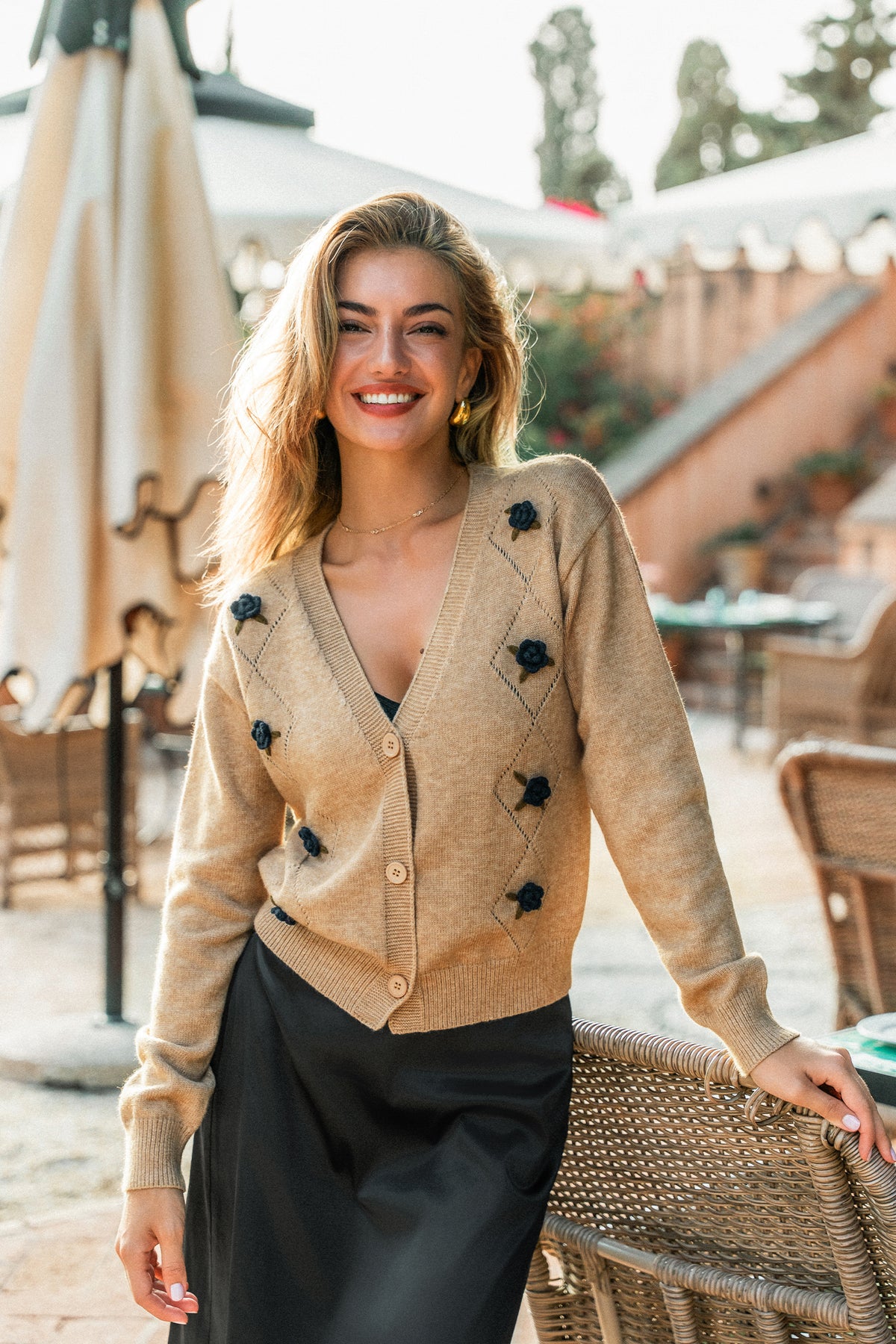 Rose to the Occasion Neutral Cardigan