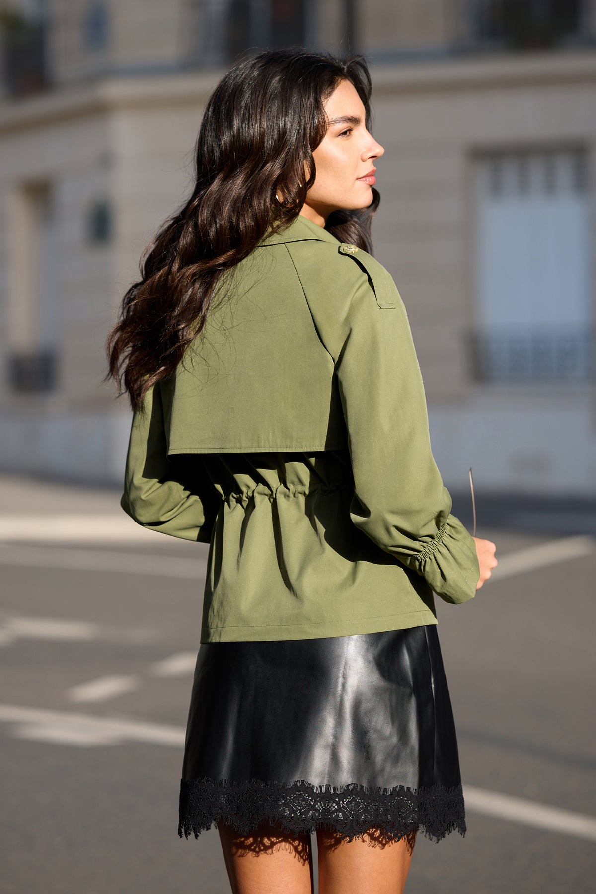 Running Errands Green Trench Coat