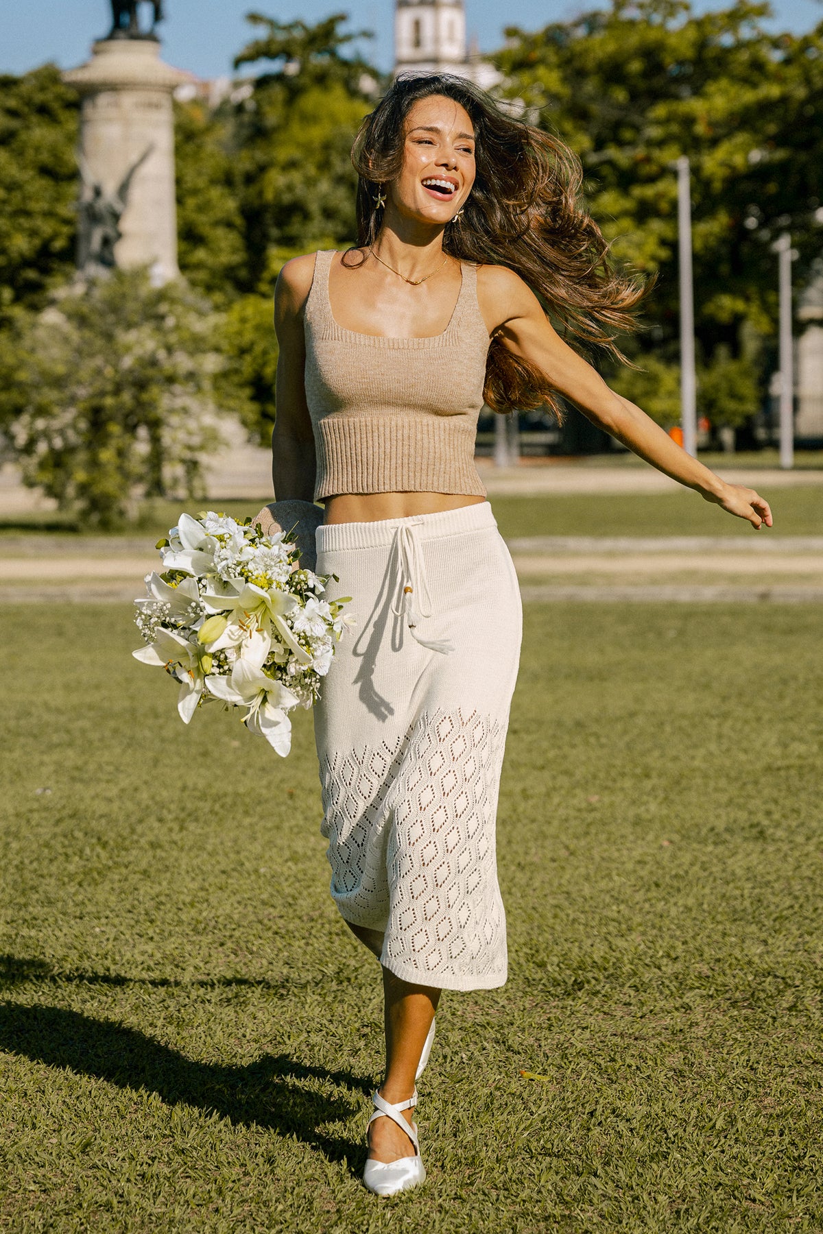 Sandy Shores Beige Midi Skirt