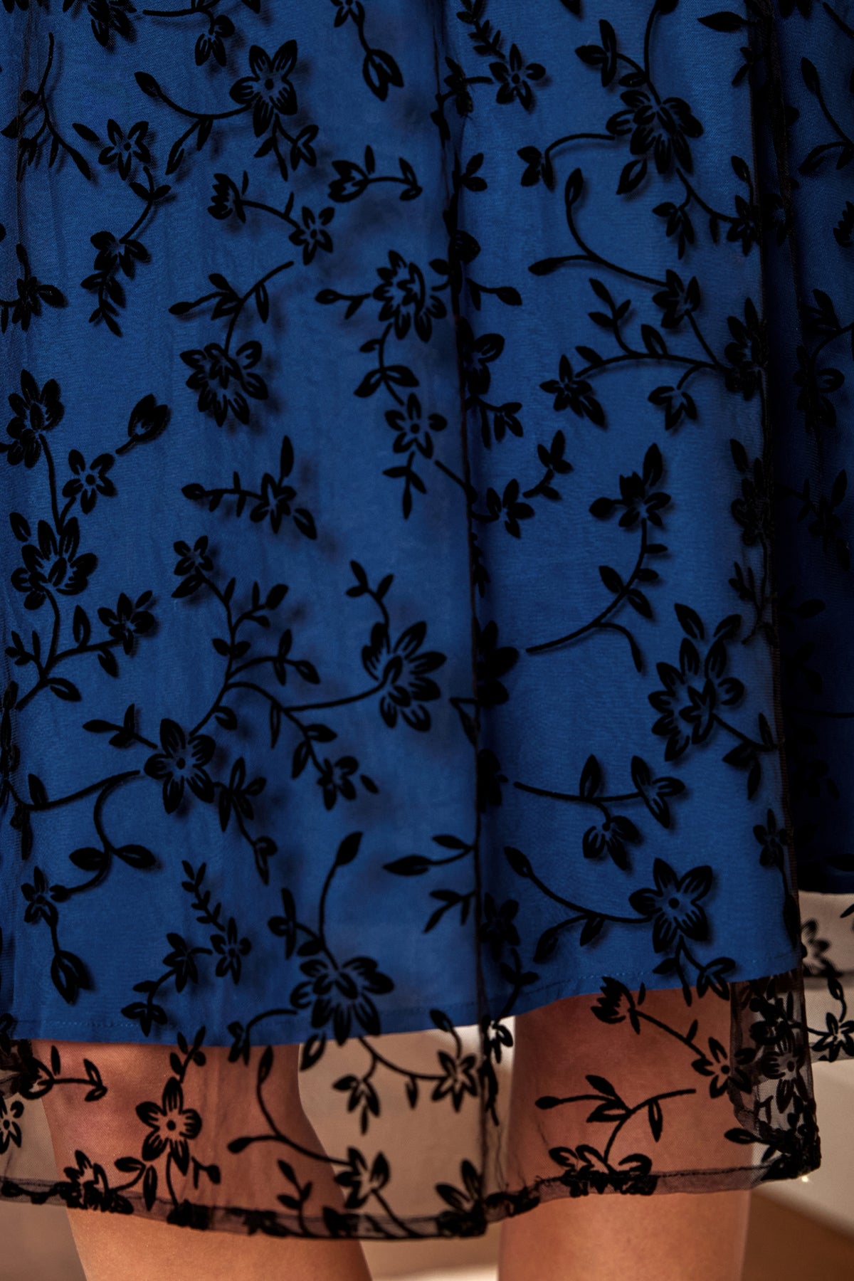 Sapphire Blooms Floral Midi Skirt