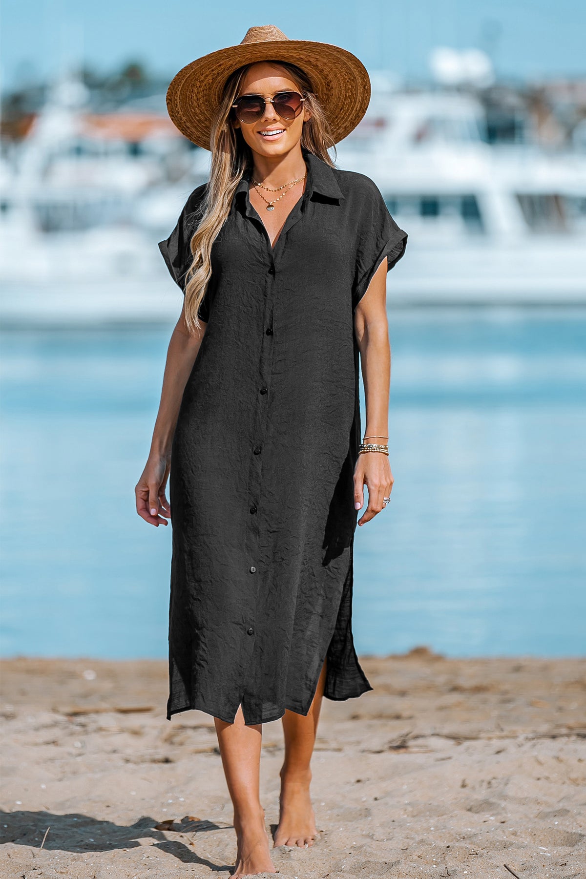 Selina Buttoned Cover-Up Shirt Dress