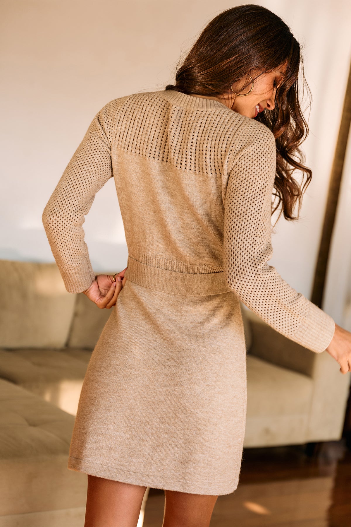 Soft Romance Neutral Mini Dress