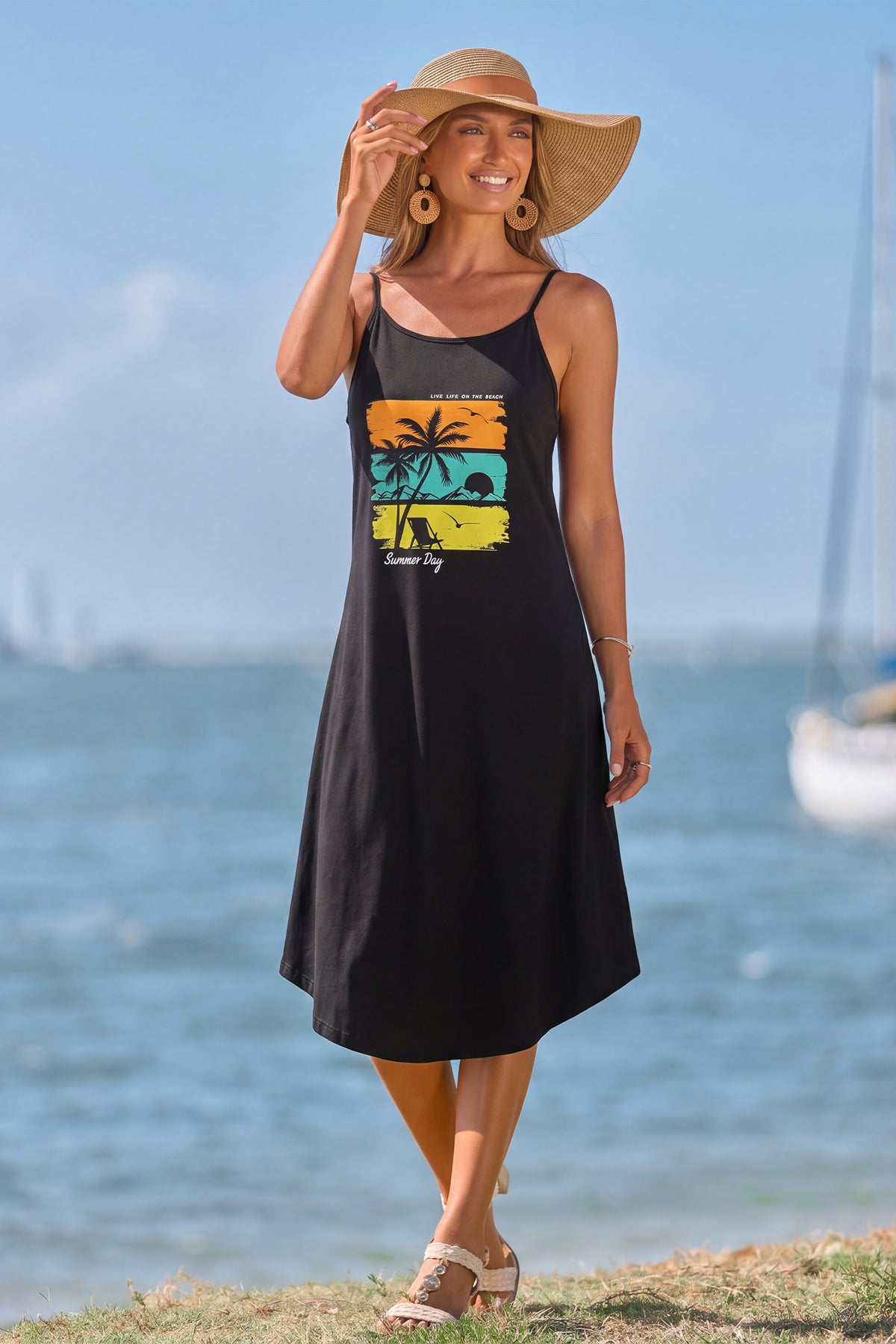 Summer Day Graphic Midi Dress