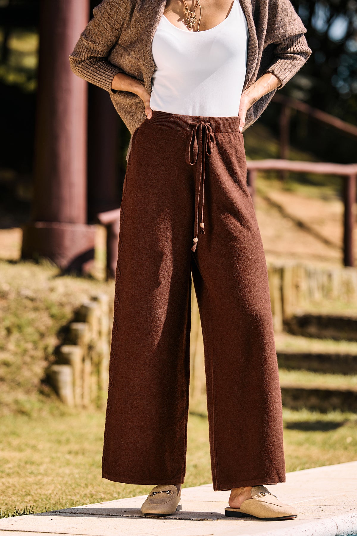 Take a Breather Brown Knit Pants