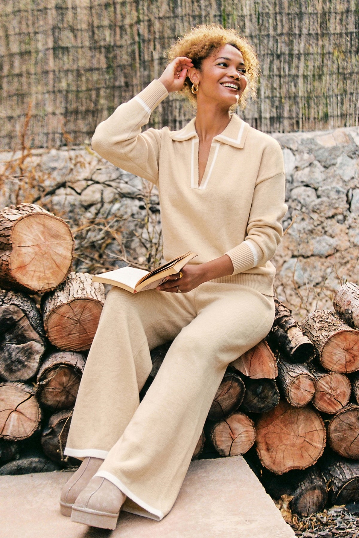 Toasted Almond Khaki Knit Pants