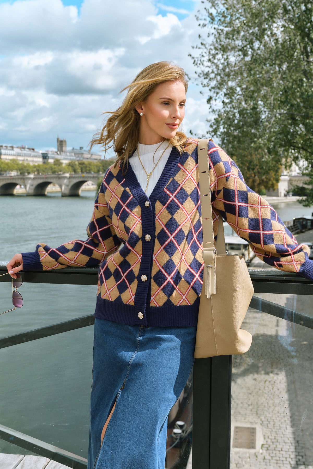Varsity Vibes Argyle Cardigan