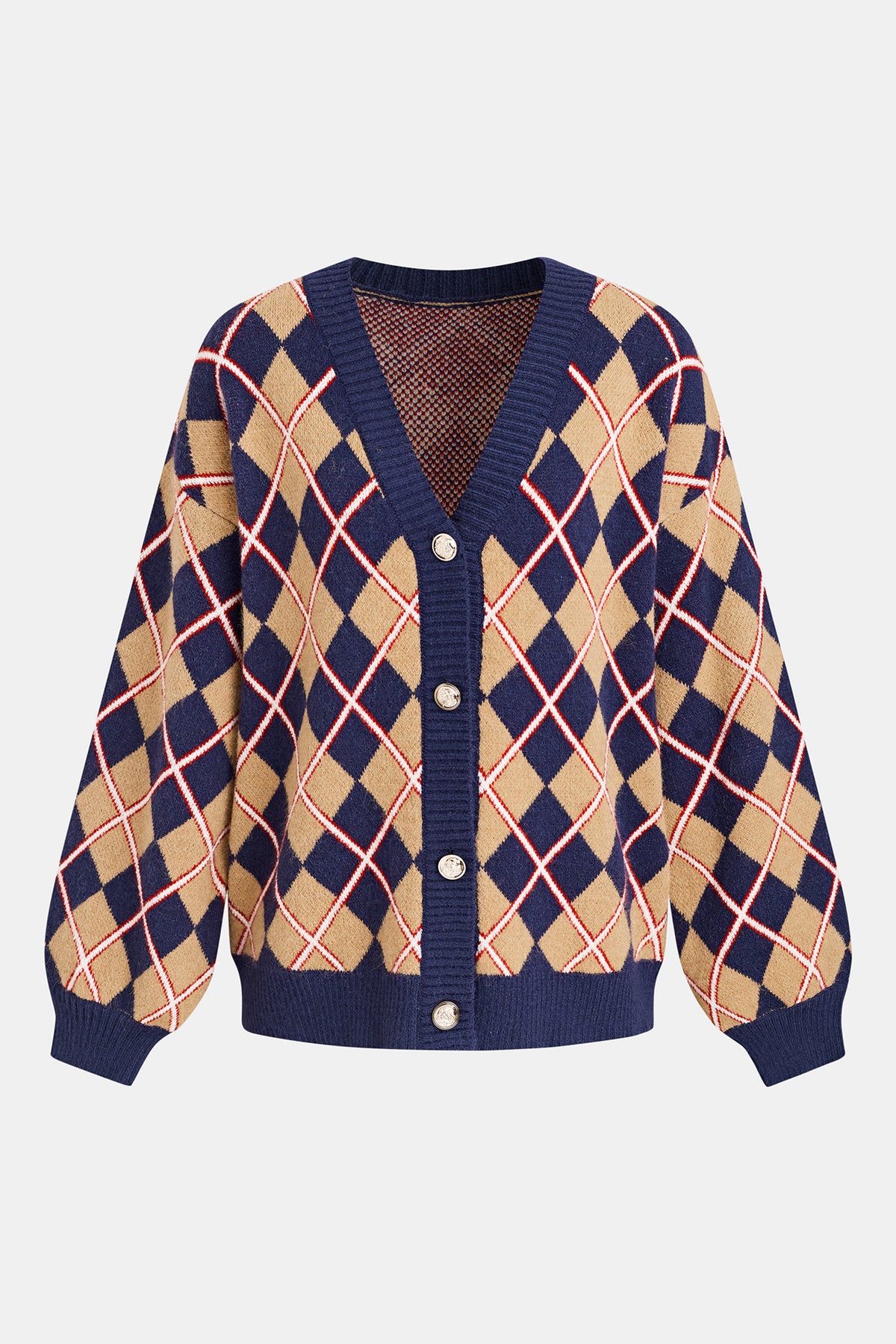 Varsity Vibes Argyle Cardigan
