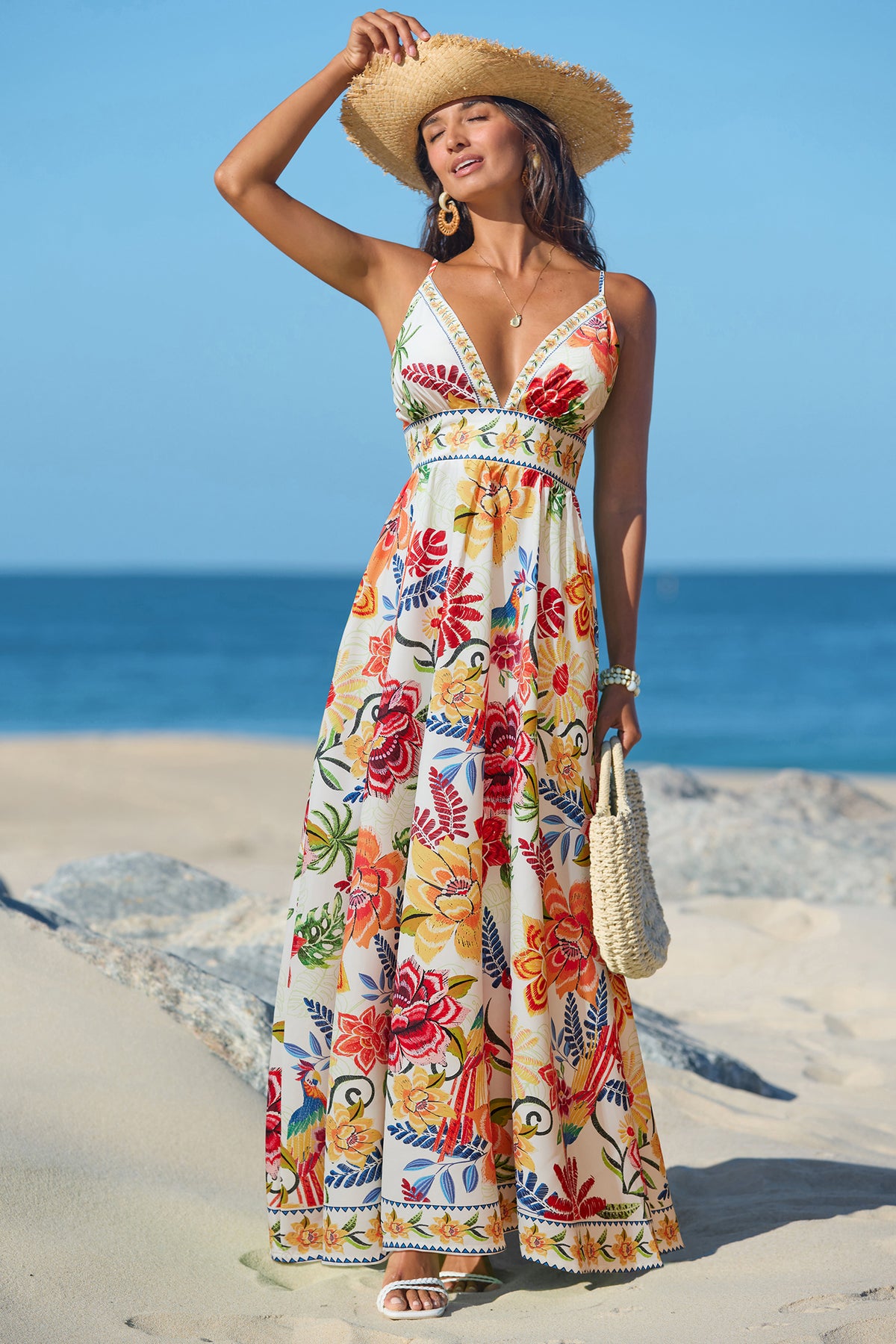 Vibrant Oasis Tropical Maxi Dress