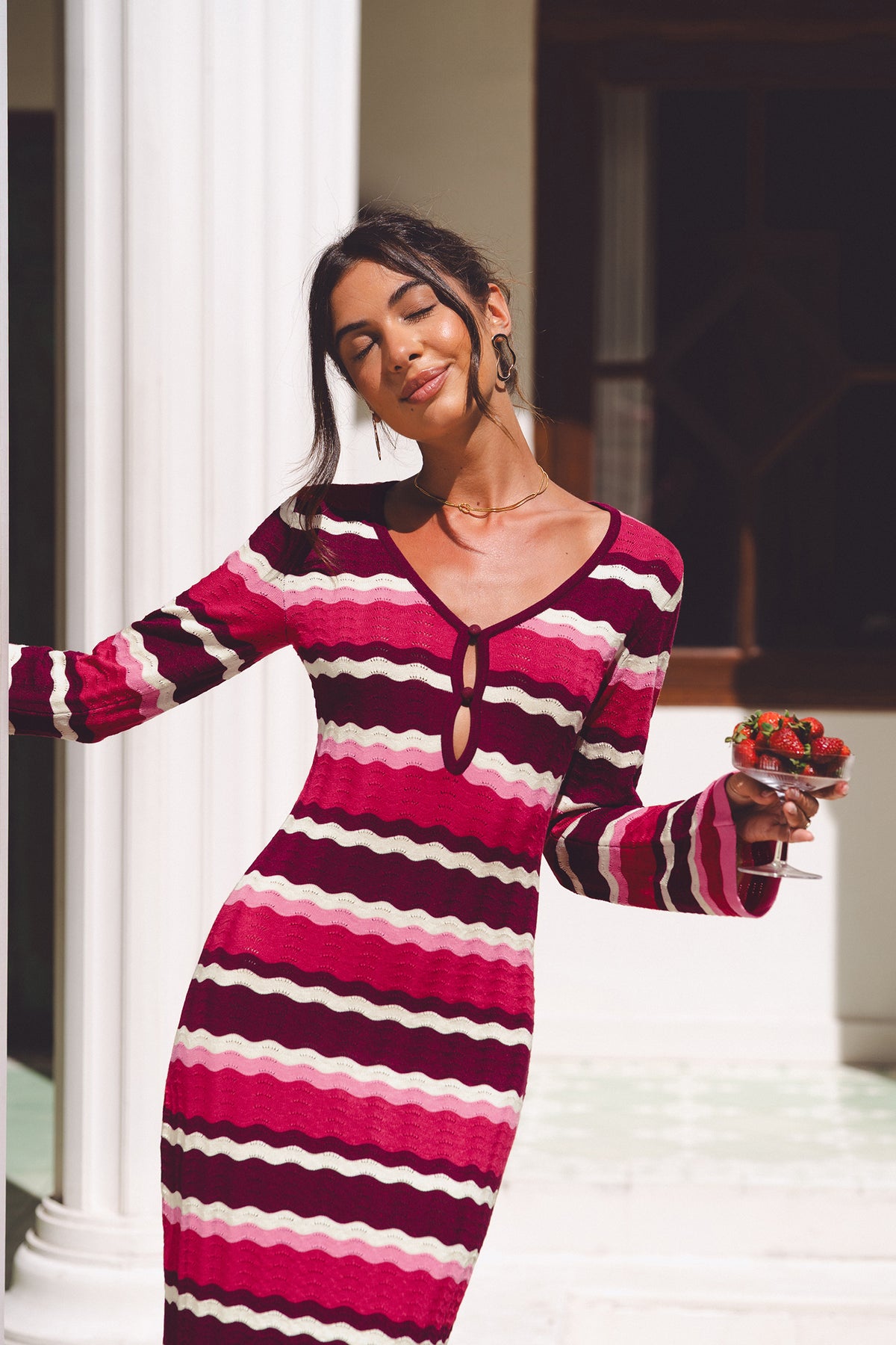 Wave Hello Chevron Maxi Dress