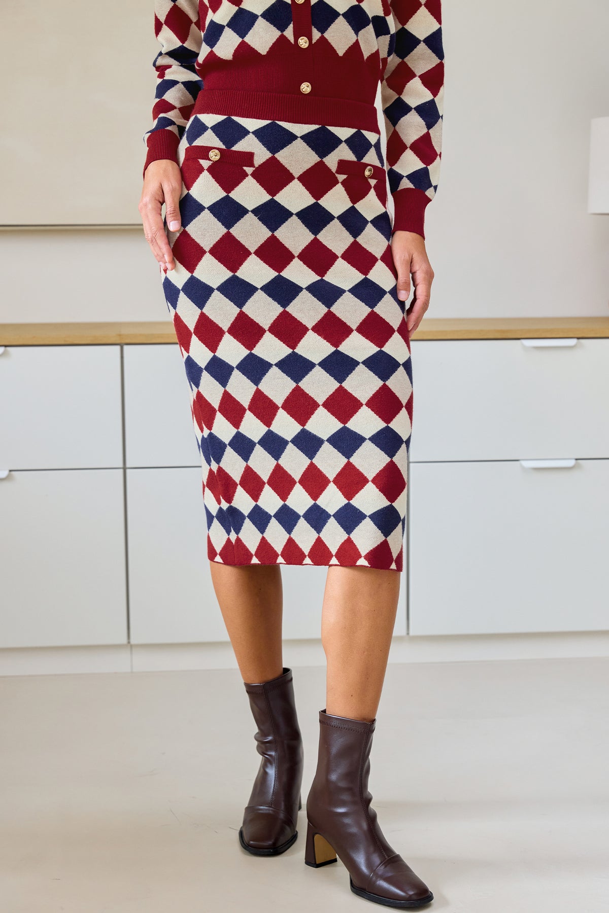 Well-Read Argyle Sweater Skirt