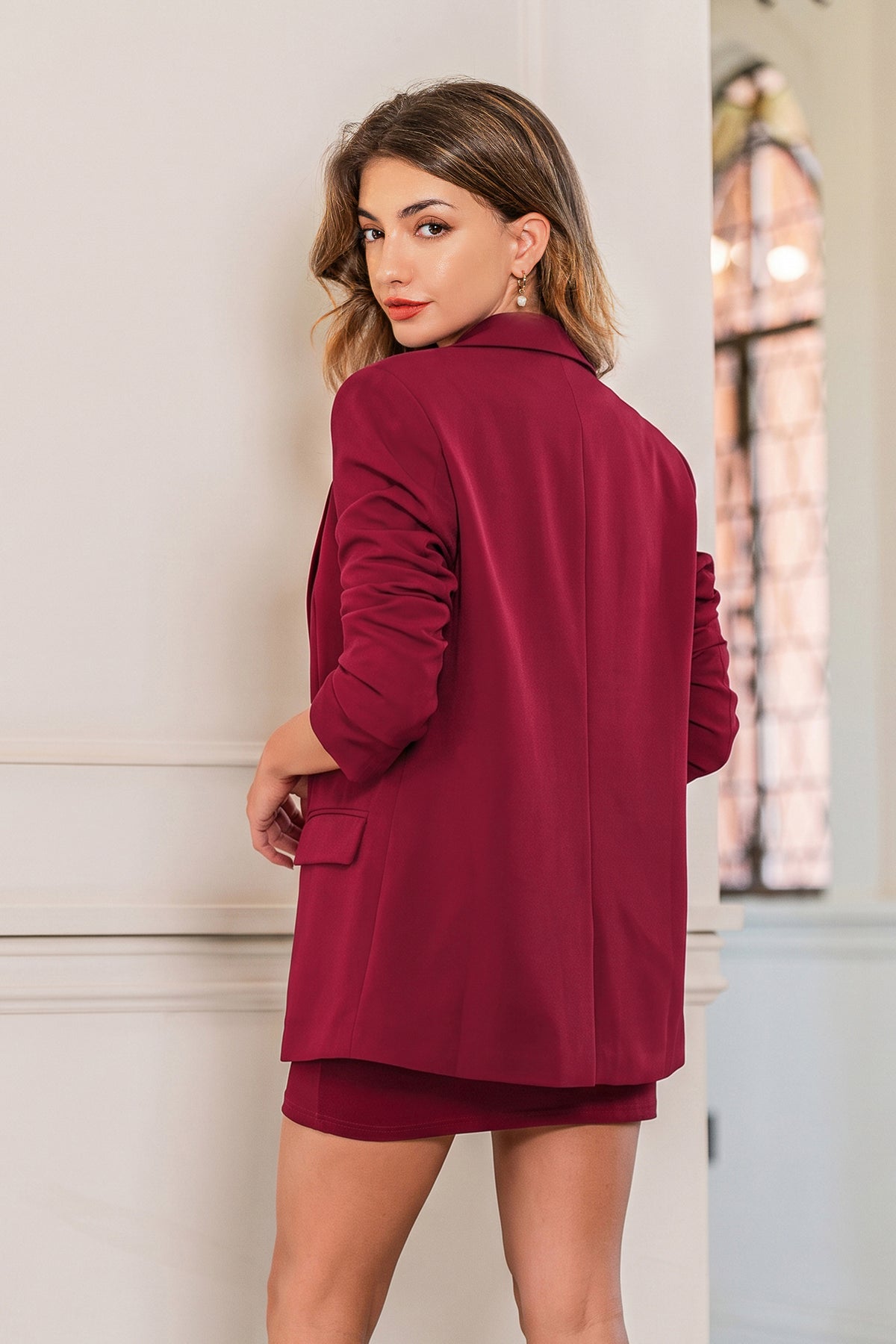 Red Wine Longline Blazer