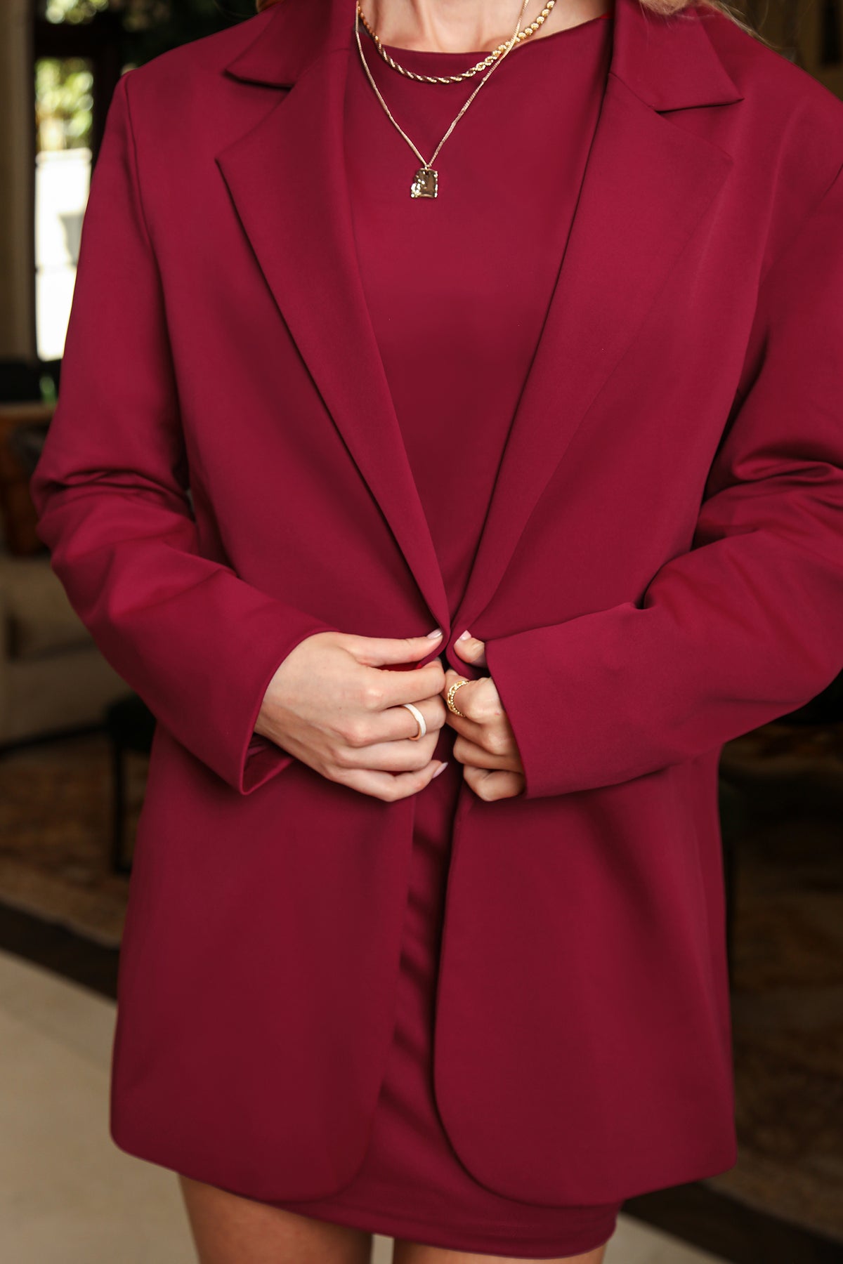 Red Wine Longline Blazer