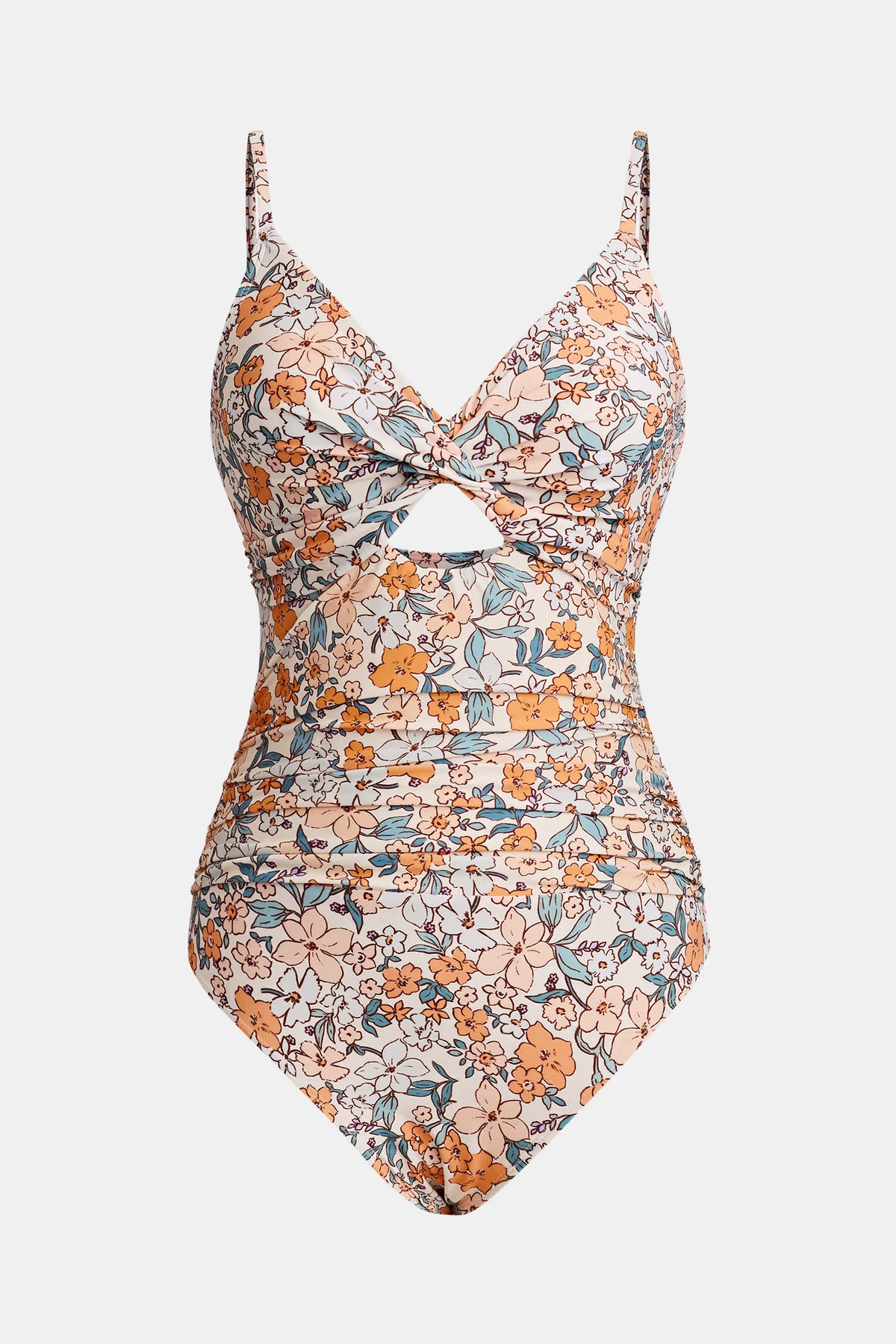 Yellow Ditsy Wrapped Cutout One-Piece