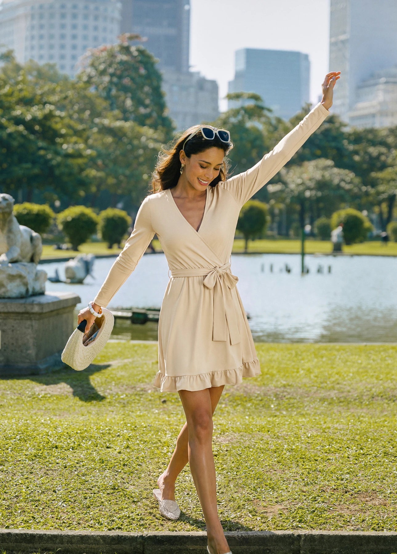 Happy Thoughts Beige Mini Dress
